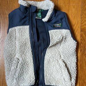 L.L. Bean Navy and White Fleece Vest 3T